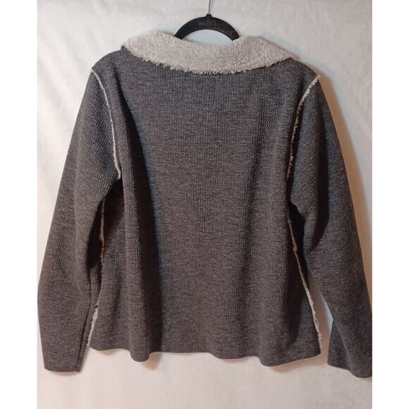 Dylan Womens Jacket Small Gray Faux Fur Lined Long Sleeve Buttons Soft - Picture 5 of 11